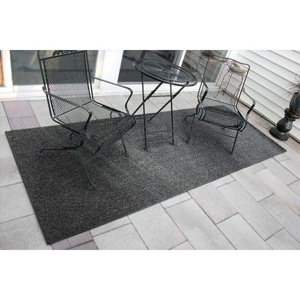 Koeckritz Rugs 7' x 7' Charcoal Indoor Outdoor Level Loop Area Rug Carpet 